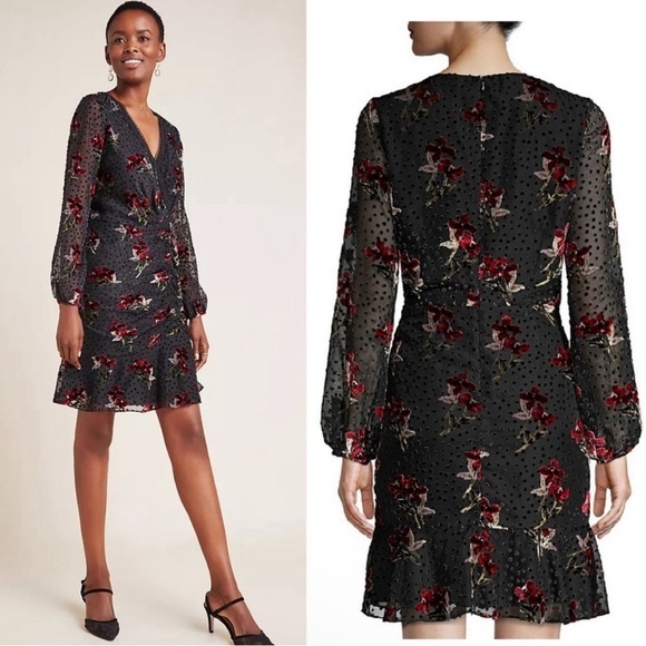Shoshanna‎ Julietta Burnout Velvet Dress C3 - Picture 1 of 7